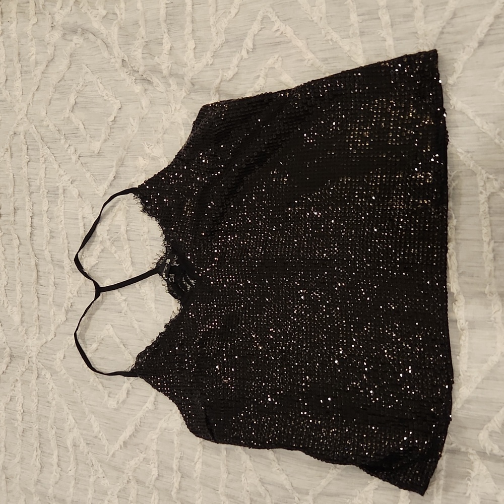 Beautiful Express black sequin and lace tank size M!